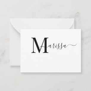Elegant Modern Script Paars Monogram Naam Notitiekaartje