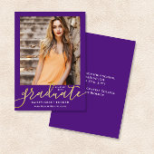 Elegant modern Script Paars Photo Afstuderen Aankondiging