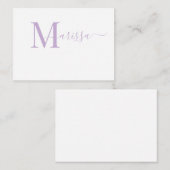 Elegant modern script Paarse monogram naam Nota Ca Notitiekaartje (Voorkant / Achterkant)