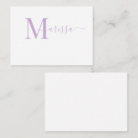 Elegant modern script Paarse monogram naam Nota Ca Notitiekaartje (Voorkant / Achterkant)