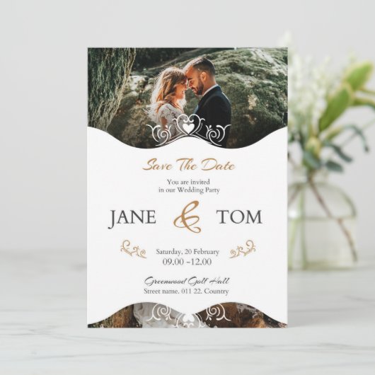 Elegant Modern Script Photo Classic Kaart (Staand voorkant)