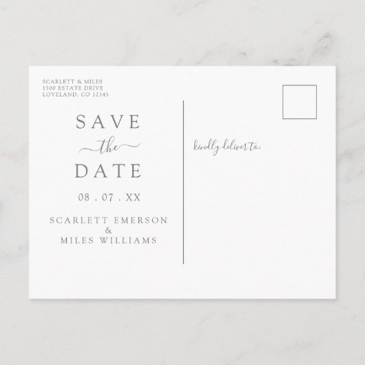 Elegant Modern Script Photo Wedding Aankondigingskaart (Achterkant)