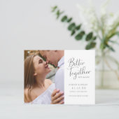 Elegant Modern Script Photo Wedding Aankondigingskaart (Staand voorkant)