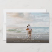 Elegant Modern Script Photo Wedding Save The Date (Voorkant)