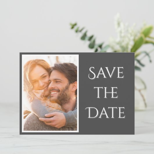 Elegant Modern Script Photo Wedding Save The Date (Staand voorkant)