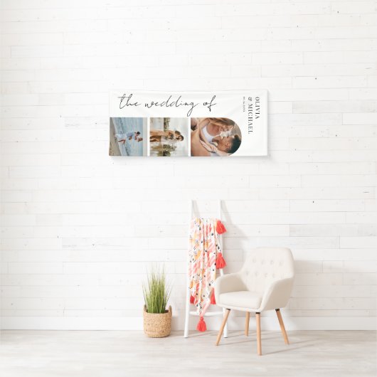 Elegant Modern Script Photo Wedding Spandoek (Insitu)