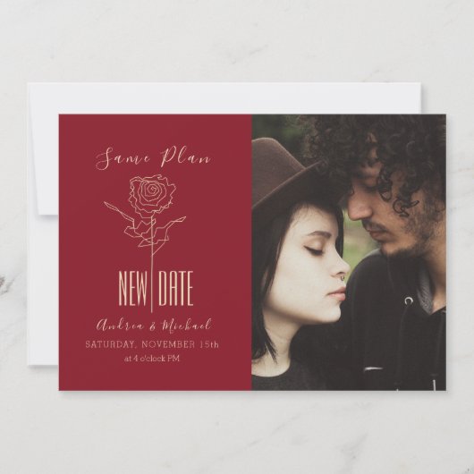 Elegant modern Script Postponed Wedding Save The Date (Voorkant)