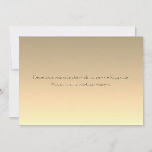 Elegant modern Script Postponed Wedding Save The Date (Achterkant)