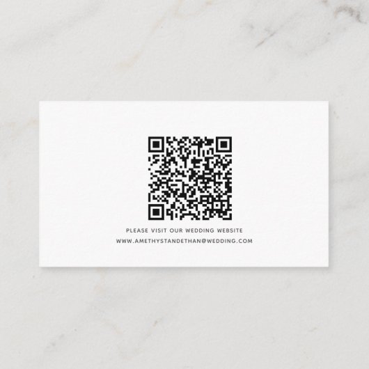 Elegant Modern Script QR Code Weddenschap Website Informatiekaartje (Achterkant)