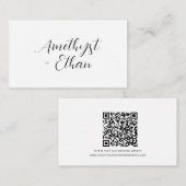 Elegant Modern Script QR Code Weddenschap Website Informatiekaartje (Voorkant / Achterkant)