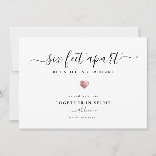Elegant modern Script Quarantine Roos Gold Heart Feestdagenkaart (Voorkant)