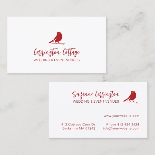 Elegant modern Script Red Bird Logo. Visitekaartje (Voorkant / Achterkant)