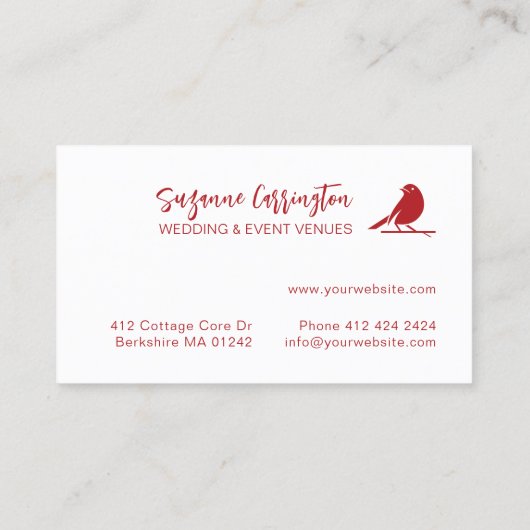 Elegant modern Script Red Bird Logo. Visitekaartje (Achterkant)