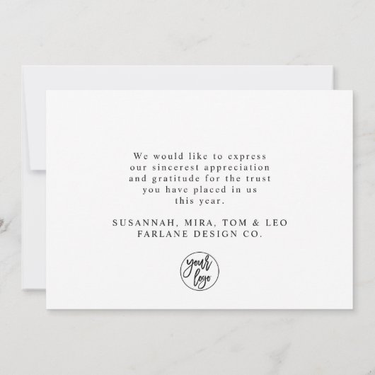 Elegant modern Script Red Folie Snowflake Corporat Feestdagenkaart (Achterkant)