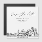 Elegant Modern Script Reno Save the Date Magnet (Voorkant / Achterkant)