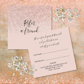 Elegant Modern Script Roos Gold Glitter Klant Aanbevelingskaartje