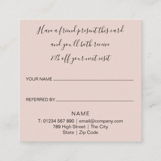 Elegant Modern Script Roos Gold Glitter Klant Aanbevelingskaartje (Achterkant)