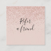 Elegant Modern Script Roos Gold Glitter Klant Aanbevelingskaartje (Voorkant)