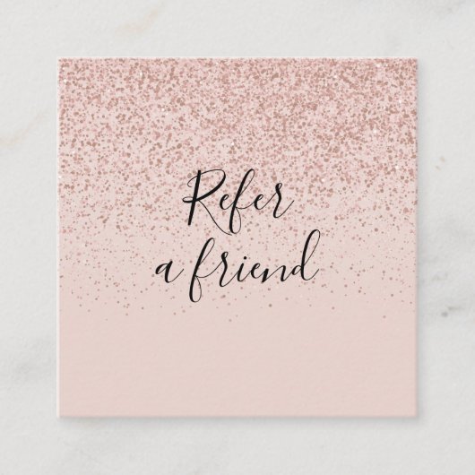 Elegant Modern Script Roos Gold Glitter Klant Aanbevelingskaartje (Voorkant)