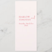 Elegant modern Script Roze Blush bruiloft Menu (Achterkant)