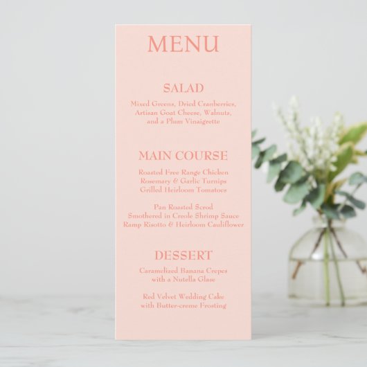 Elegant modern Script Roze Blush bruiloft Menu (Staand voorkant)