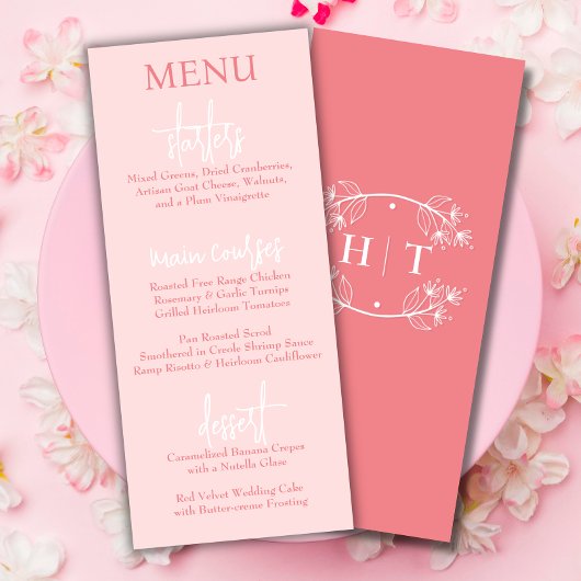 Elegant modern Script Roze Blush bruiloft Menu