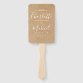 Elegant Modern Script Rustiek Kraft Huwelijksprogr Handwaaier (Voorkant)