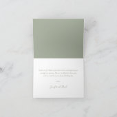Elegant modern Script Sage Green Wedding Bedankkaart (Binnen)