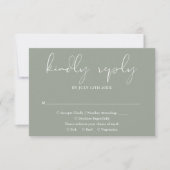 Elegant modern Script Sage Green Wedding RSVP Kaartje (Voorkant)