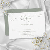 Elegant modern Script Sage Green Wedding RSVP Kaartje