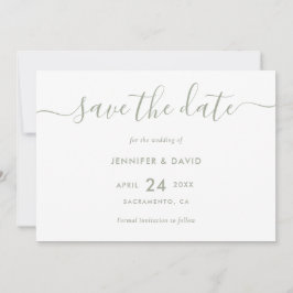 Elegant modern Script Sage Green Wedding Save The Date