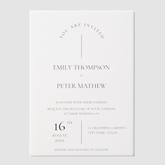 Elegant Modern Script Schattigee Typografie Trouwe Vellum Uitnodigingen (Voorkant)