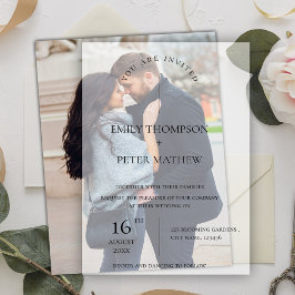 Elegant Modern Script Schattigee Typografie Trouwe Vellum Uitnodigingen