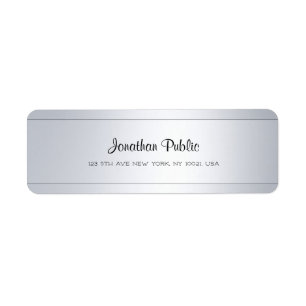 Elegant modern Script Silver Plain Return Address Etiket