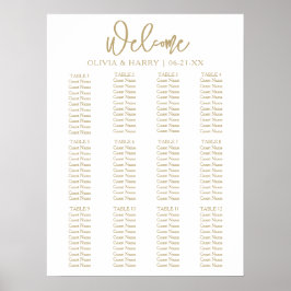 Elegant modern script Simple Wedding Seating Chart Poster