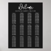 Elegant modern script Simple Wedding Seating Chart Poster (Voorkant)