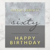 Elegant Modern Script Sixty Grey 60ste verjaardag Wijn Etiket (Enkel label)