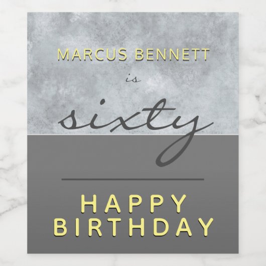 Elegant Modern Script Sixty Grey 60ste verjaardag Wijn Etiket (Enkel label)