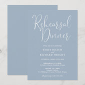 Elegant modern script stoffig blauw repetitiediner kaart (Voorkant / Achterkant)