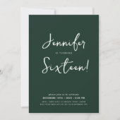 Elegant Modern Script Sweet 16 Verjaardag Emerald Kaart (Voorkant)