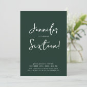 Elegant Modern Script Sweet 16 Verjaardag Emerald Kaart (Staand voorkant)