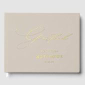 Elegant modern script Taupe Gold Gastenboek (Voorkant)