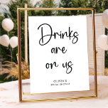Elegant modern script | Teken voor partijbalie Poster<br><div class="desc">Minimaal elegant Bord papier,  modern zwart-wit kleurencontrast voor uw vrijgezellenfeest.</div>