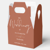 Elegant Modern Script Terracotta Bruiloft Bedankdoosjes (Geopend)