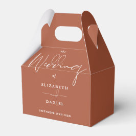 Elegant Modern Script Terracotta Bruiloft Bedankdoosjes