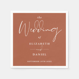 Elegant Modern Script Terracotta Bruiloft Servet