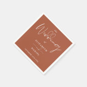 Elegant Modern Script Terracotta Bruiloft Servet (Hoek)