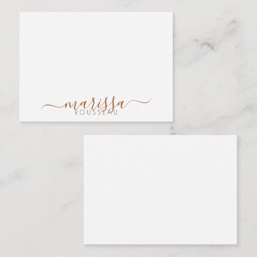Elegant Modern Script Terracotta Monogram Naam Notitiekaartje (Voorkant / Achterkant)