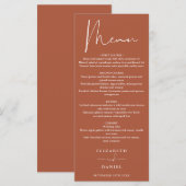 Elegant Modern Script Terracotta Trouwdiner Menu (Voorkant / Achterkant)
