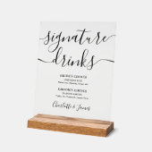 Elegant Modern Script Trouwhandtekening Drinken Acryl Bord (Hoek)